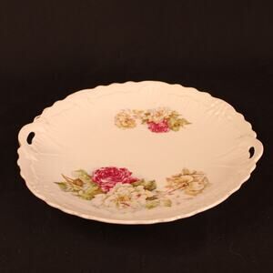 Vintage Serving Dish/Plate with Rose Flower Pattern with Handles